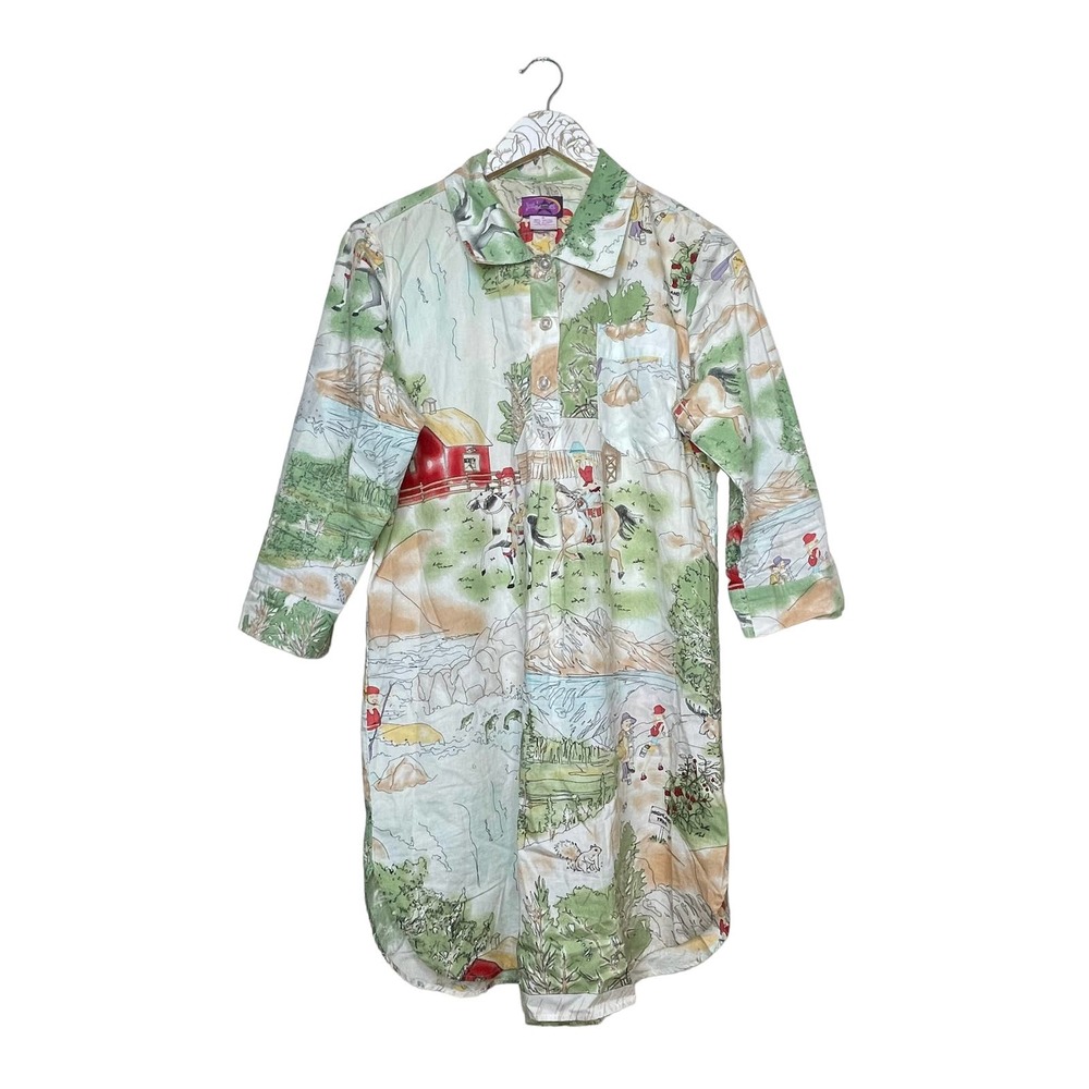 Vintage Just Jammies Pajamas Nightgown Horse Hiking Camping Rafting Fishing